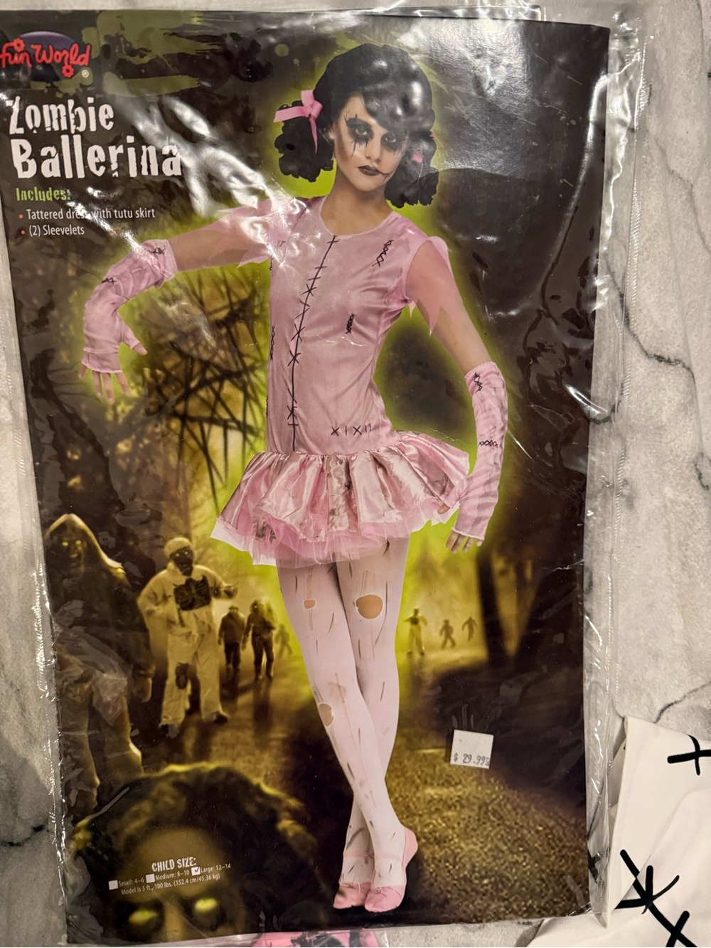 Fun World Pink Zombie Ballerina Kids Halloween Costume